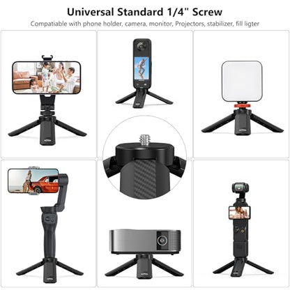 VRIG TP05S Mini Tripod for DJI OSMO Pocket4 & Pocket3,Portable Pocket Stand Desk Small Handheld Selfie Stick with 1/4" Screw Vlog for Insta360 Luna Ultra,Insta360 X5/X4/X3 /DJl Osmo Action 6/5Pro/4/3