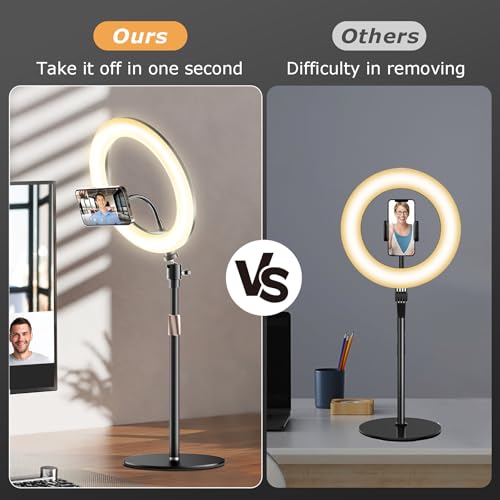 Desk Ring Light with Magnetic Phone Stand for Zoom Meetings, Ring Lights for Video Recording, 10" Laptop Light for Video Conferencing, Home Office, Streaming, YouTube, Webcam, Camera