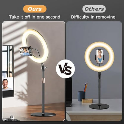 Desk Ring Light with Magnetic Phone Stand for Zoom Meetings, Ring Lights for Video Recording, 10" Laptop Light for Video Conferencing, Home Office, Streaming, YouTube, Webcam, Camera