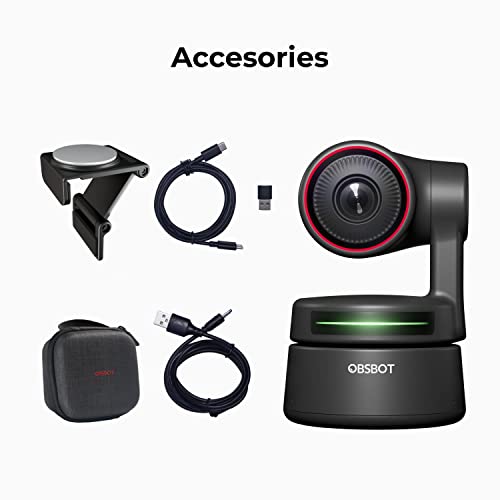 OBSBOT Tiny PTZ 4K Webcam, AI Powered Framing & Autofocus, 4K Video Conference Camera with Dual Omni-Directional Microphones, Auto tracking with 2 axis gimbal,HDR,60 FPS,Low-Light Correction,Streaming - size: TINY 4K