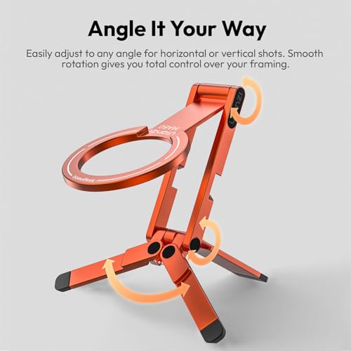 ULANZI MA60 Magnetic Phone Tripod Stand for iPhone 17 16 15 14 13 12 - Ultra Thin 0.8cm Foldable Aluminum Mini Tripod, Strong N52 Magnet Quick Mount, Pocket Cell Phone Stand, Orange - color: Orange