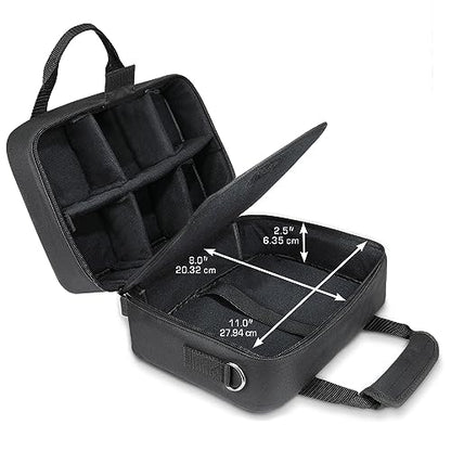 USA Gear Audio Interface Case Fits Zoom PodTrak P4, PodTrak P2, Focusrite Vocaster One, PreSonus Revelator io44 & more Podcast Interfaces - Padded Customizable Interior, Shoulder Strap (Black) - color: Black