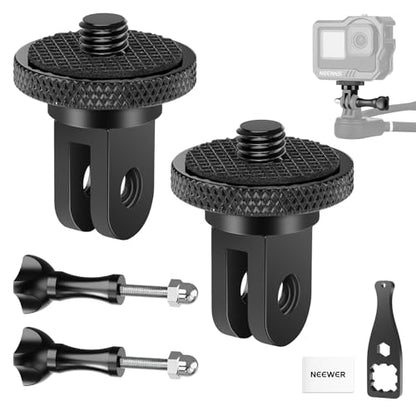 NEEWER Action Camera Tripod Mount Adapter with 1/4"-20 Screw Aluminum Alloy Accessories Compatible with Insta360 X5 X4 X3 GoPro Hero 13 12 DJI Osmo Action 5 Pro 4 3 AKASO APEMAN, GP-81 - style: GP-81