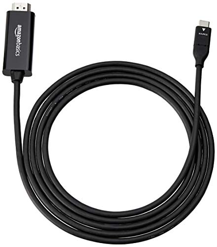 Amazon Basics USB-C to HDMI Cable Adapter, Thunderbolt 3 Compatible, 4K@30Hz, Plug and Play, 6-Foot, Black