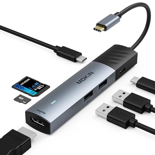 USB C Hub HDMI Adapter for MacBook Pro/Air, MOKiN 7 in 1 USB C Dongle with HDMI (Black-White) - color: Black-White