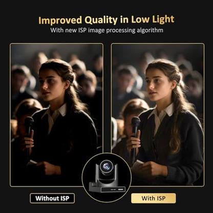 NexiGo PTZ Camera 20X Optical Zoom with PoE HDMI/3G-SDI/USB/LAN IP Streaming Outputs, Auto AI Tracking for Video Conferencing Live Streaming Meeting Church Services Worship Skype Zoom Teams OBS - style: Optical Zoom PTZ 4K
