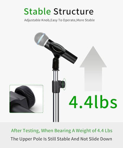 Mic stand desk, heavy metal base, adjustable height up to 16.5 inches, easily assembled, classical and sturdy (mirror)