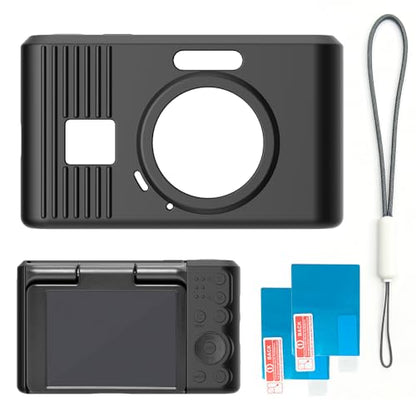 Silicone Case for kodak pixpro C1 Digital Camera with 2PCS Screen Protector and Lanyard - Black - color: Black