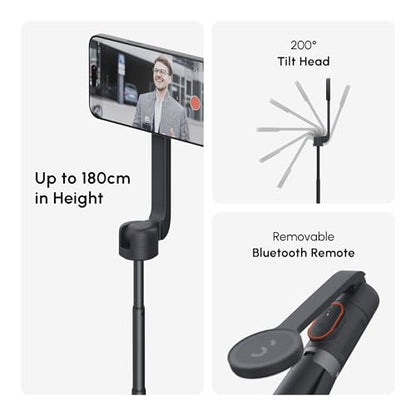 ShiftCam SnapStand Max – Magnetic Selfie Stick & Tripod – Compact, Foldable & Extendable with Tilt Head and Magnetic Bluetooth Remote (Stone, SnapStand Max) - color: Stone, size: SnapStand Max