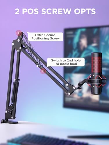 InnoGear Boom Arm Microphone Mic Stand for Blue Yeti HyperX QuadCast SoloCast Snowball Fifine Shure SM7B and Other Mic, Extended Mic Arm (Black) - color: Black, style: Extended Mic Arm