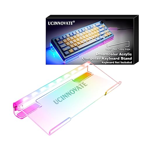 UCINNOVATE Dreamcolor Acrylic LED Backlit Keyboard Stand Tray, 60% Gaming USB Interface Tilted for Easy Ergonomic Typing and Working, Office Desk, Home - color: Dreamcolor, size: 60%