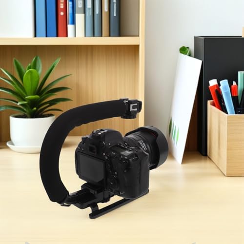 Zerodeko Handheld Camera Stabilizer Grip with Phone Clamp and U-Shaped Cold Shoe Mount for Filmmaking and Video Recording, Compatible with Smartphones and Camcorders