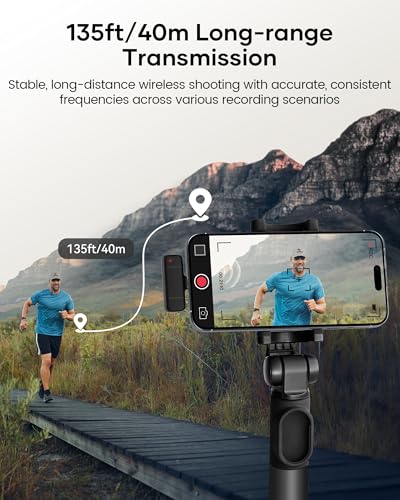 KUKIHO Wireless Lavalier Microphone with Charging Case, 36H Battery Life, Noise Cancellation, 135ft Range, Plug-and-Play Clip-On Mic for iPhone, iPad, Android, YouTube, Vlog, Live Streaming - color: Matte Black, size: With Case