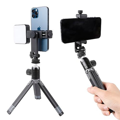 Multifunctional Universal Cell Phone Tripod Mount Adapter 360 Rotation Camera Hot Shoe Phone Holder Compatible with Canon Nikon Sony DSLR