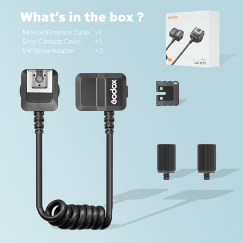 Godox GAC-IC13 Multi Interface Shoe Extension Cable for Sony Camera, 50CM Hot Shoe Adapter for Microphone Professional Audio Connectivity