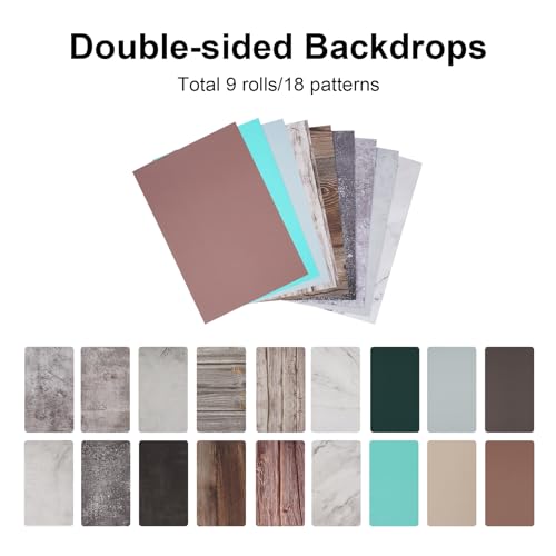 Meking 9Pcs 18Patterns Small Product Photography Backdrop Kit Photo Backdrop Board for Food Photography - Double-Sided Tabletop Photography Backdrop, 16x11.5inch - color: Mixcolor style