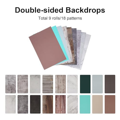 Meking 9Pcs 18Patterns Small Product Photography Backdrop Kit Photo Backdrop Board for Food Photography - Double-Sided Tabletop Photography Backdrop, 16x11.5inch - color: Mixcolor style