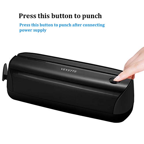 Electric 3 Hole Paper Punch, VEYETTE Paper Puncher with Adapter for Office School Studio, 20 Sheet Capacity, AC or Battery Black - color: Black