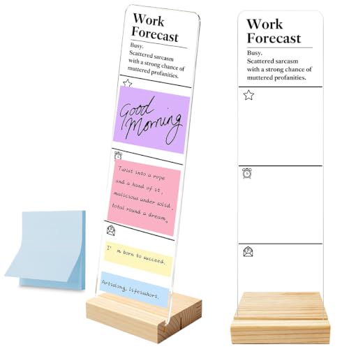 Monitor Memo Board with Removable Wooden Base Acrylic Portable Sticky Note Holder, Work Forecast Acrylic Message Board Sign, Office Desk Desk Set Sticky Notes 100 Sheets - color: Forecast