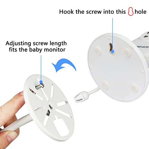 Gooseneck Baby Monitor Mount for Motorola, Owlet, VAVA, Arlo Baby Monitor and Most Universal Baby Security Camera, Flexible Baby Camera Holder Without Tools or Wall Damage - White