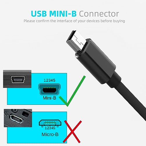 HIEbee Mini USB OTG Cable for Digital Cameras - USB A Female to Mini USB B 5-pin Male Adapter Braided Cable