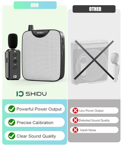SHIDU 35W Power Voice Amplifier with Bluetooth Wireless Lavalier Microphone, Portable Teacher Mic with Speaker Personal Clip On Microphone System for Teacher Meeting Training-M500 (Black) - color: Black