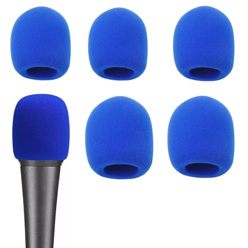 6 PCS Blue Thicken Ball-Type Sponge Foam Mic Cover Handheld Microphone Windscreen Shield Protection Micro Foam Filter for KTV Broadcasting - color: Blue