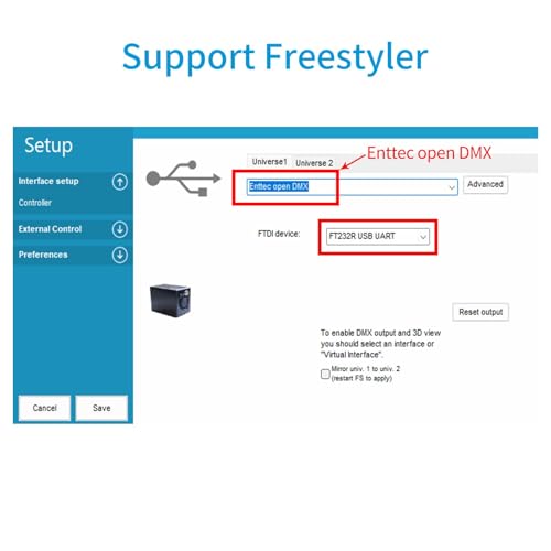 DSD TECH SH-RS09B USB to DMX Cable Support Freestyler, QLC+, Dmxcontrol, Lightkey, Lightjams, Soundswitch and Pi Open Lighting (1.8M/5.9FT) - size: 5.9FT