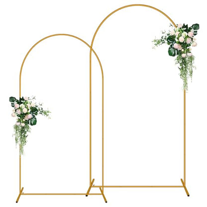 2 Pack Arch Backdrop Stand (7.2FT/6FT), Balloon Arch Stand, Metal Background Arch Stand, Backdrop Arch Frame, Wedding Arch for Backdrop - color: Gold