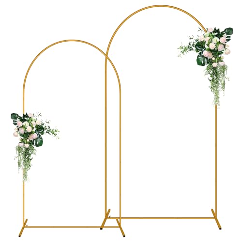 2 Pack Arch Backdrop Stand (7.2FT/6FT), Balloon Arch Stand, Metal Background Arch Stand, Backdrop Arch Frame, Wedding Arch for Backdrop - color: Gold