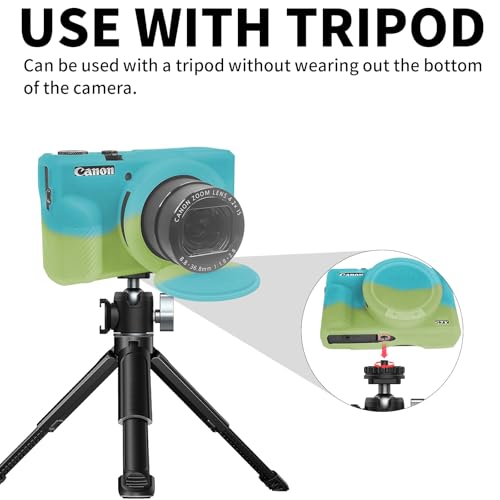 G7X Mark III Case, Soft Silicone Protective Case Cover for Canon Powershot G7X Mark III Digital Camera, Durable Camera Body Skin Protector with Removable Lens Cover, Green Blue - color: Green Blue