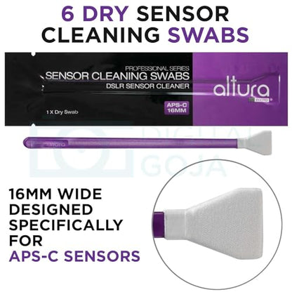 Altura Photo Camera Cleaning Kit - APS-C Lens & Sensor Cleaner with All-Natural Solution, 16mm Factory-Sealed Swabs, Pen, Blower, Brush, Cloths & Hard Case for Canon Nikon Sony DSLR Mirrorless - style: APS-C