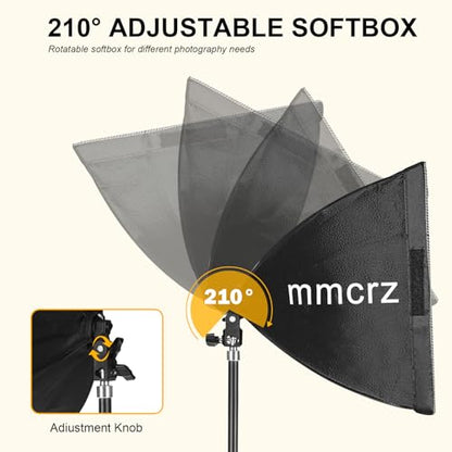 Professional Softbox Lighting Kit, 16'' x 16'' Studio Lights with 85W 2700-6500K E27 LED Bulbs, Continuous Lighting for Photography/Video Recording/Live Streaming