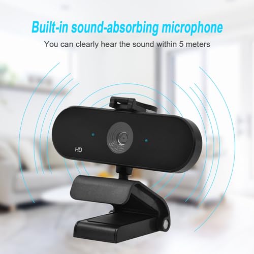 2K Webcam with Microphone, Privacy Cover, 75 Wide Angle Lens, Auto Focus, Plug and Play USB Camera External Webcam for Laptop, PC