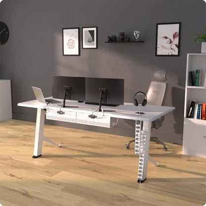 Ultimate Setup Under Desk Cable Management Vertebrae - Perfect for Sit Stand Desk - White, 133 cm - color: White
