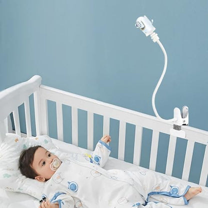 Baby Monitor Mount Holder Compatible with Infant Optics DXR-8/DXR-8 Pro, Momcozy BM01/BM03/BM04 and Other Cameras with 1/4" Threaded Hole, 16 inches Flexible Clip Clamp Mount Without Tools - color: White