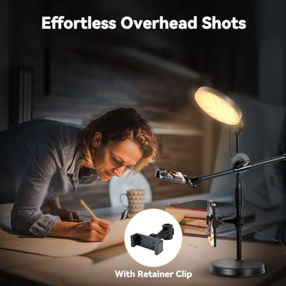 UTEBIT Zoom Lighting for Computer, Adjustable Desk Video Conference Lighting for Video Calls, Desk Ring Light with Stand and Phone Holder for Webcam, Home Office, Online Meetings, Live Streaming