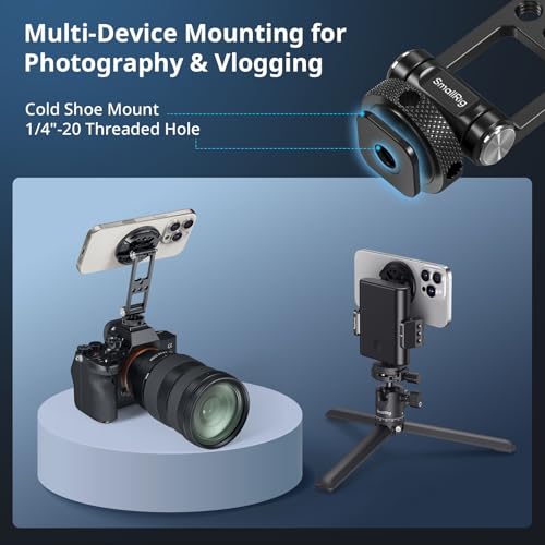 SMALLRIG Magnetic Metal Phone Mount with Cold Shoe Mount, Adjustable Rotatable Phone Tripod Holder Adapter for iPhone 17/16/15, Camera Monitoring, Tripods, Stabilizers - 5156 - size: Phone Tripod Holder