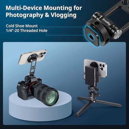 SMALLRIG Magnetic Metal Phone Mount with Cold Shoe Mount, Adjustable Rotatable Phone Tripod Holder Adapter for iPhone 17/16/15, Camera Monitoring, Tripods, Stabilizers - 5156 - size: Phone Tripod Holder