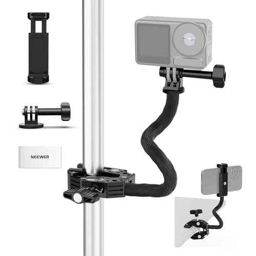 NEEWER Action Camera Mount Kit with Super Clamp, Soft Tube, Action Camera Adapter, Adjustable Holder for Flat/Round Surfaces, Compatible with GoPro Insta360 DJI Smartphone GP-26 - style: GP-26