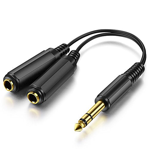 ICESPRING 1/4" 6.35mm Stereo Plug Male to Dual 1/4" Jack Female Cable | Splitter Cable Converter, 0.6 feet