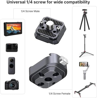 FALCAM F22 Basic Quick Release Plate Kit, Camera Mounting Adapter Convert 1/4" Thread to F22 QR System, 22mm Aluminum Camera Accessory Kit for Filmmaker & Photographer, Fits for Sony Canon DSLR Tripod - color: F22 Basic QR System