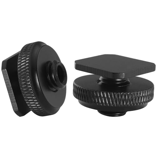 2PCS Hot Shoe Adapter 3/8 Male to 1/4 Female Single Layer Hot Shoe Bracket Extension Screw Flash Stand Tripod Phone Holder Photography Tripod Plate Converter for Video Lights Monitors