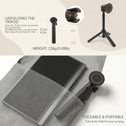 Portable Travel Monitor Stand, Height Adjustable Magnetic Metal Tripod Mount for 15.6'' Portable Monitor, Foldable Vertical Screen Holder Fits 4.7-18.5'' Monitors & Tablets/Smartphones