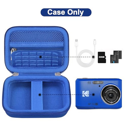 Canboc Carrying Case for Kodak PIXPRO FZ55/ FZ45 16MP Digital Camera, FZ45 Video Vlogging Camera Bag, Mesh Pocket fit Cable, SD Card, Blue (Case Only) - color: Small-Blue