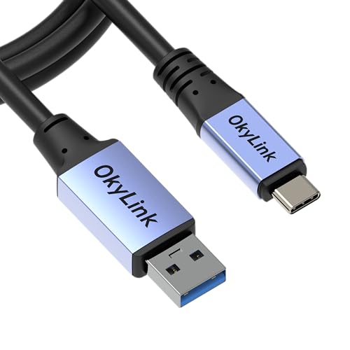 OkyLink USB 3.0/3.2 Gen1 A to C Cable, Male to Male, 5Gbps, 5ft, Universal | 1.5M, 60W fast charge, for webcam, PC, laptops, portable hard drive, Phones, Hubs, VR Headsets - color: Gray USB3.0, size: 5ft (1.5m)