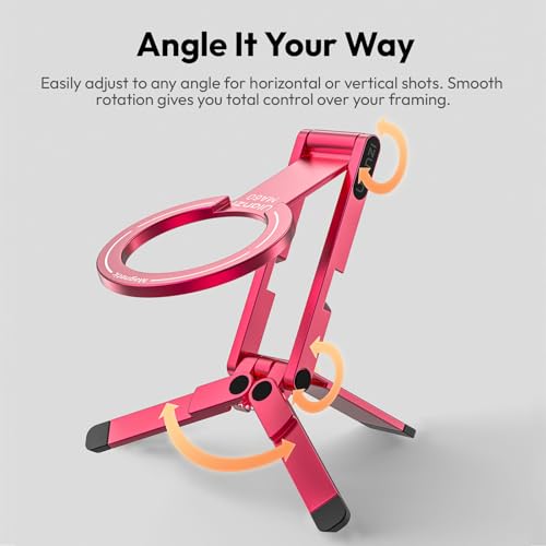 ULANZI MA60 Magnetic Phone Tripod Stand for iPhone 17 16 15 14 13 12 - Ultra Thin 0.8cm Foldable Aluminum Mini Tripod, Strong N52 Magnet Quick Mount, Pocket Cell Phone Stand, Red - color: Red