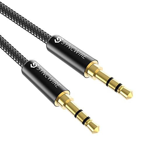 SYNCWIRE 3.5mm Nylon Braided Aux Cable (16.4ft/5m, Hi-Fi Sound), Audio Auxiliary Input Adapter Male to Male AUX Cord for Headphones, Car, Home Stereo, Speaker, iPhone, iPad, iPod, Echo & More - Black - color: Black, size: 16.4ft (5m)