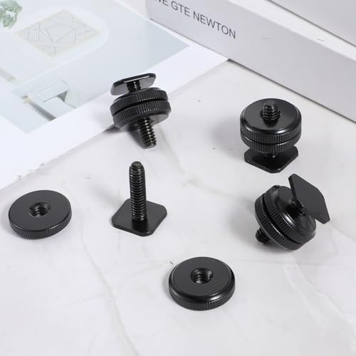 Camera Hot Shoe Mount to 1/4"-20 Tripod Screw Adapter Compatible with Versatile Flash Hot Shoe Mounts for DSLR Camera Rigs, Tripods, Mounting Accessories (4 Pcs)