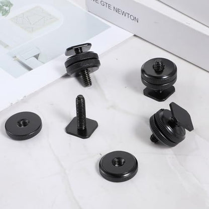 Camera Hot Shoe Mount to 1/4"-20 Tripod Screw Adapter Compatible with Versatile Flash Hot Shoe Mounts for DSLR Camera Rigs, Tripods, Mounting Accessories (4 Pcs)